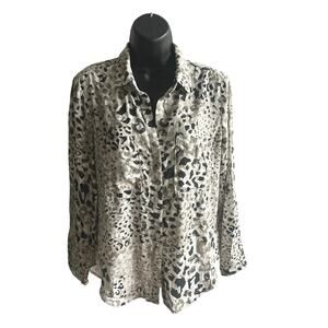 Women’s Anthropologie Cloth and Stone Top Size S‎ Leopard Print Button Up Boho